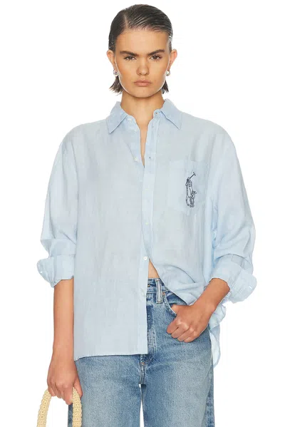 Polo Ralph Lauren Long Sleeve Sport Shirt In Blue
