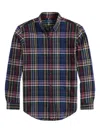 Polo Ralph Lauren Collared Shirt With Curved Hem And Plaid In Multi