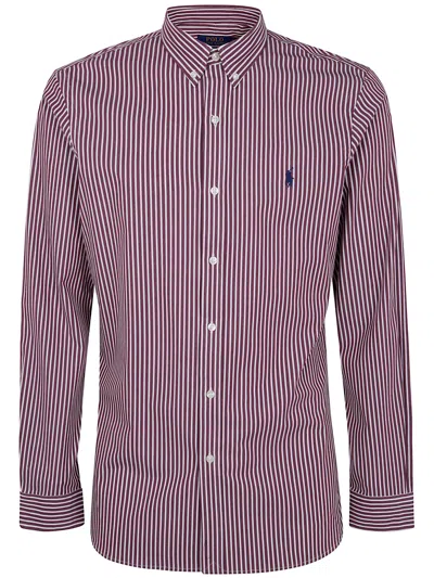 Polo Ralph Lauren Long Sleeve Sport Shirt In Burgundy