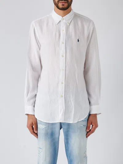 Polo Ralph Lauren Long Sleeve Sport Shirt Shirt In Bianco
