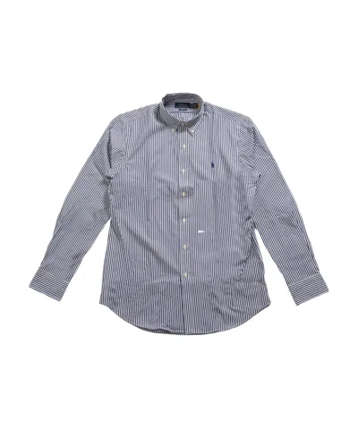 Polo Ralph Lauren Long Sleeve Stretch Poplin Sport Shirt In Navy/white