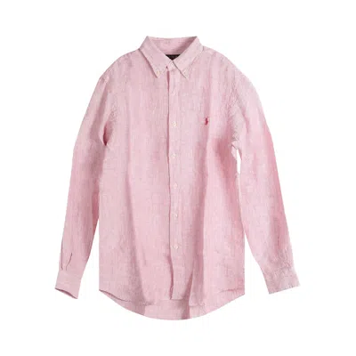 Pre-owned Polo Ralph Lauren Long-sleeve Stripe Sport Shirt 'fadirondack Berry/white' | Men's Size Xl