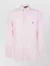 Polo Ralph Lauren Camicia In Lino A Righe Custom-fit In Pink