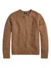 Polo Ralph Lauren Donegal Knit Crewneck Sweater With Textured Pattern In Brown