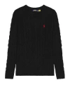 Polo Ralph Lauren Roving Cable Knit Sweater In Black