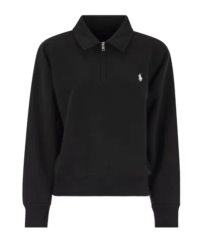POLO RALPH LAUREN LOGO HALF-ZIP POLO TOP