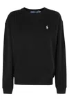 Polo Ralph Lauren Black Cotton Sweatshirt With Iconic Pony Logo In Black