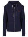 Polo Ralph Lauren Zip-up Hoodie With Drawstring Hood And Kangaroo Pockets In Blue