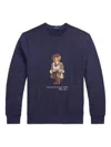 Polo Ralph Lauren Navy Blue Cotton Blend Sweatshirt With Iconic Bear Logo In Blue