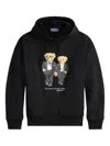 Polo Ralph Lauren Hooded Sweatshirt Featuring Bear Graphic And Ribbed Cuffs In Black