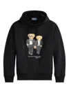 Polo Ralph Lauren Hooded Sweatshirt Featuring Bear Graphic And Ribbed Cuffs In Black