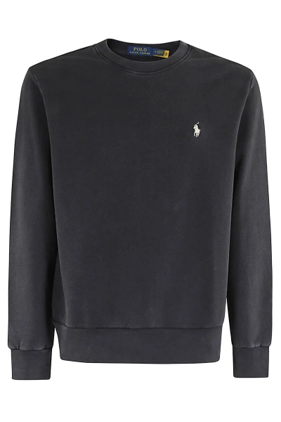 Polo Ralph Lauren Long Sleeve Sweatshirt In Faded Black Canvas