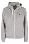 Polo Ralph Lauren Hooded Cotton Sweatshirt Front Pockets In Gray