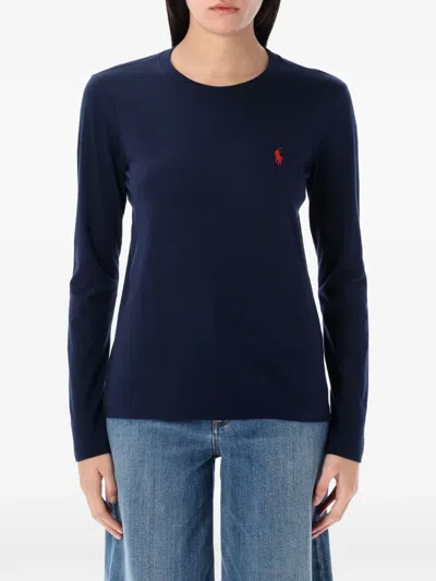 Polo Ralph Lauren Long Sleeve Crew Neck Straight Cut T-shirt In Blue