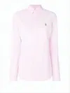 Polo Ralph Lauren Long-sleeved Button-up Shirt With Subtle Stripe Pattern In Pink
