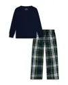Polo Ralph Lauren Long Sleeve Tee And Woven Pants Set - Little Kid In White Gordon Plaid