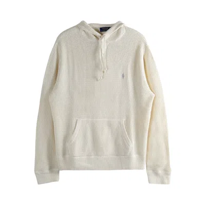 Pre-owned Polo Ralph Lauren Long-sleeve Textured Hooded Pullover Sweater 'andover Cream' | Men's Size L In White