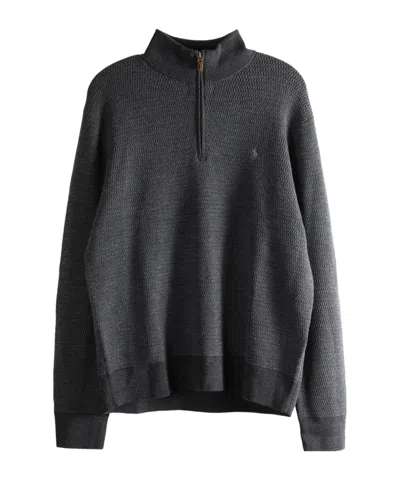 Polo Ralph Lauren Long Sleeve Textured Zip Mockneck Sweater In Gray