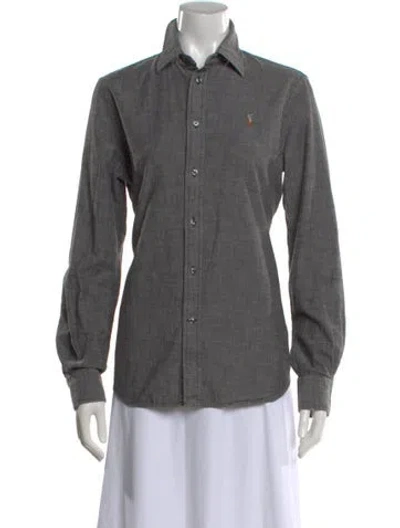 Pre-owned Polo Ralph Lauren Long Sleeve Top In Gray