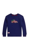 Polo Ralph Lauren Long Sleeve Truck Graphic Crewneck Sweatshirt In Purple