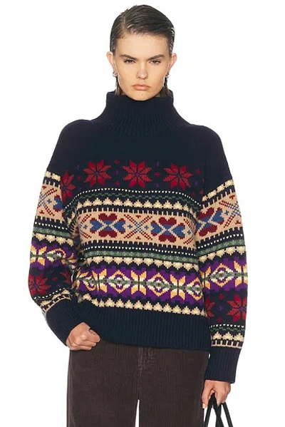 Polo Ralph Lauren Long Sleeve Turtleneck Sweater In Navy Multi