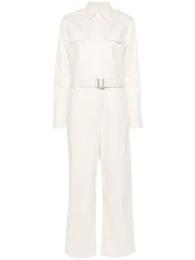 Polo Ralph Lauren Belted Cotton-blend Jumpsuit In Neutrals