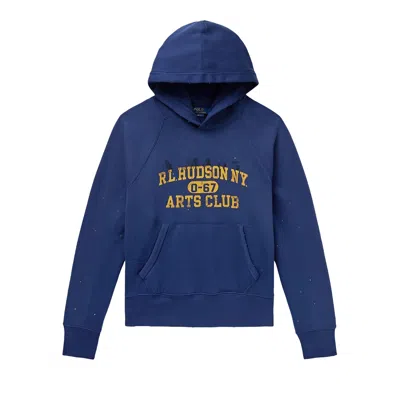 Pre-owned Polo Ralph Lauren Long-sleeve Vintage Fleece Graphic Printed Arts Club Hoodie 'fresh Water' | Blue |