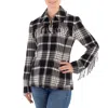 Polo Ralph Lauren Goleta Fringed Checked Wool-flannel Jacket In Black