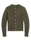 Polo Ralph Lauren Long Sleeve Woven Knit Cardigan With Button Closure In Green