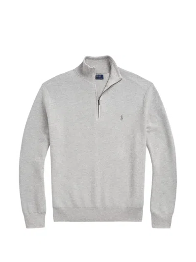 Polo Ralph Lauren Long-sleeve Zip-fastening Sweater In Gray