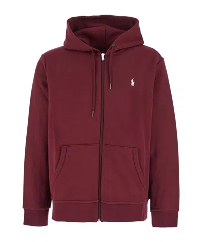 Polo Ralph Lauren Long Sleeve Zip-up Sweatshirt In Red