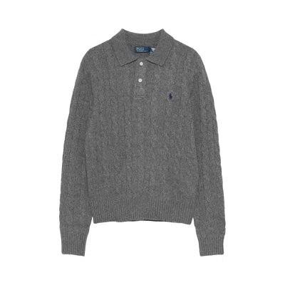 Pre-owned Polo Ralph Lauren Long Sleeve-collared-pullover-sweater 'flannel Grey Heather' | Women's Size M