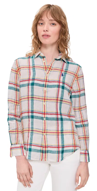 Polo Ralph Lauren Long Sleeved Button Down 2017 White/teal/red Multi