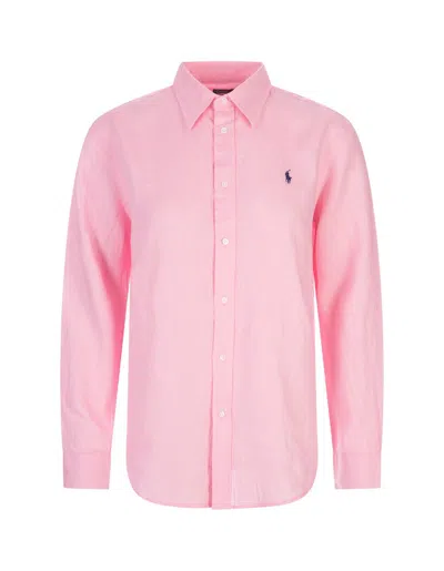 Polo Ralph Lauren Long Sleeved Button In Pink