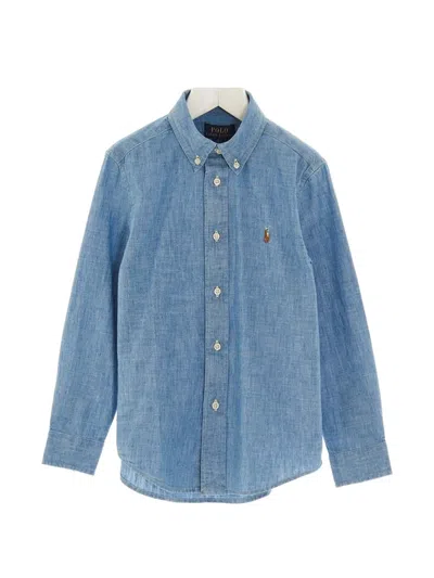 Polo Ralph Lauren Long-sleeved Buttoned Shirt In Blue