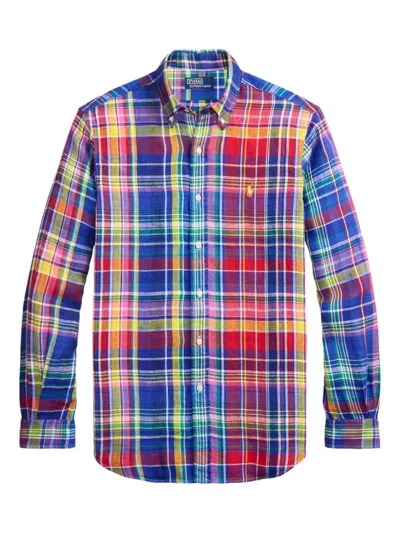 Polo Ralph Lauren Long-sleeved Check Pattern Shirt With Polo Pony Motif In Multicolor