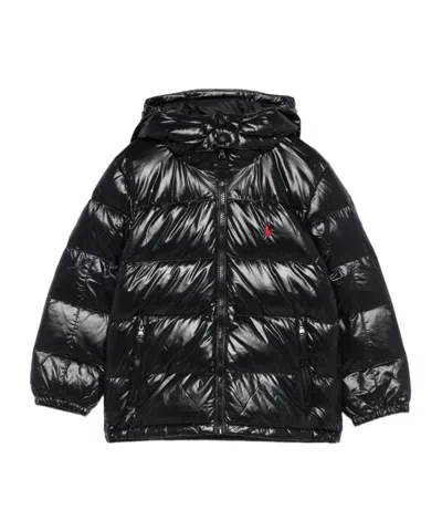 Polo Ralph Lauren Long-sleeved Cotton-padded Jacket In Black