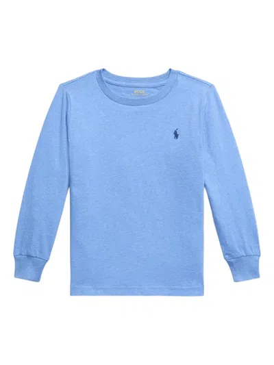 Polo Ralph Lauren Kids' Long-sleeved Cotton T-shirt In Blue