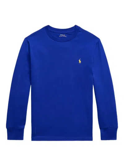 Polo Ralph Lauren Kids' Long-sleeved Cotton T-shirt In Blue