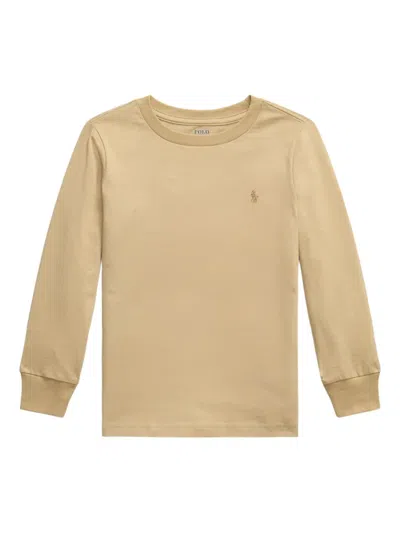 Polo Ralph Lauren Kids' Long-sleeved Cotton T-shirt In Neutral