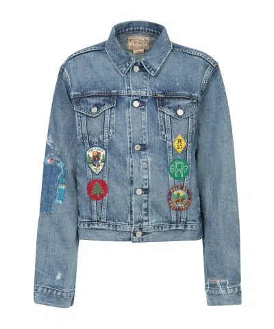 POLO RALPH LAUREN PATCH-EMBROIDERED DENIM JACKET