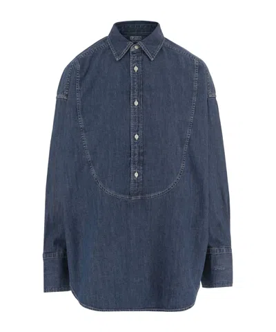 Polo Ralph Lauren Long-sleeved Denim Shirt In Blue