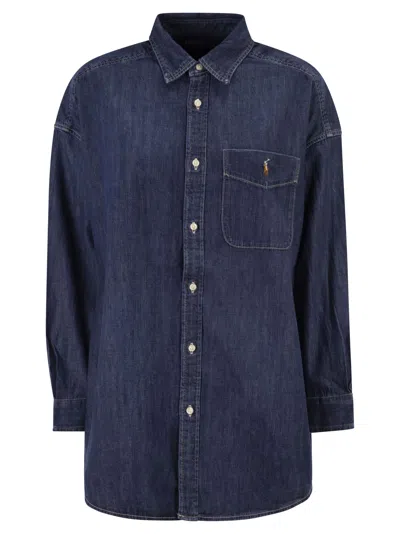 Polo Ralph Lauren Long Sleeved Denim Shirt In Blue