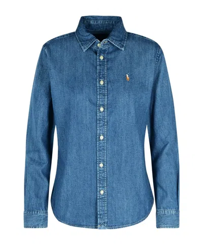 Polo Ralph Lauren Long-sleeved Denim Shirt In Blue