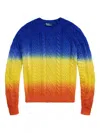 Polo Ralph Lauren Long-sleeved Gradient Knit Pullover With Logo In Multi