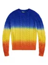 Polo Ralph Lauren Long-sleeved Gradient Knit Pullover With Logo In Multi