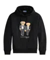 Polo Ralph Lauren Hooded Sweatshirt Featuring Bear Graphic And Ribbed Cuffs In Black