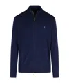 Polo Ralph Lauren Ribbed Cuff Wool Cardigan With Welt Pockets In Blue