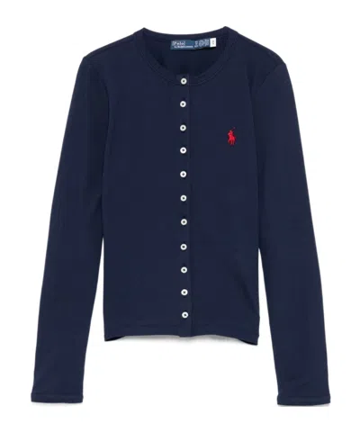 Polo Ralph Lauren Long-sleeved Knitted Cardigan In Black