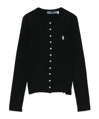 Polo Ralph Lauren Long-sleeved Knitted Cardigan In Black